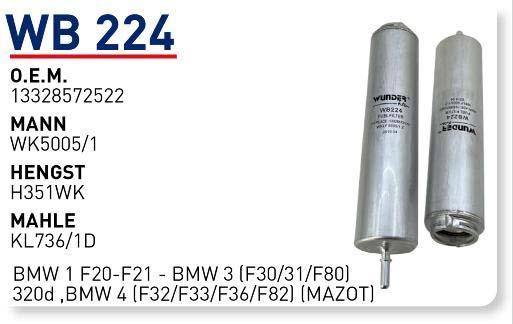 Wunder WB 224 Fuel filter WB224: Buy near me in Poland at 2407.PL - Good price!