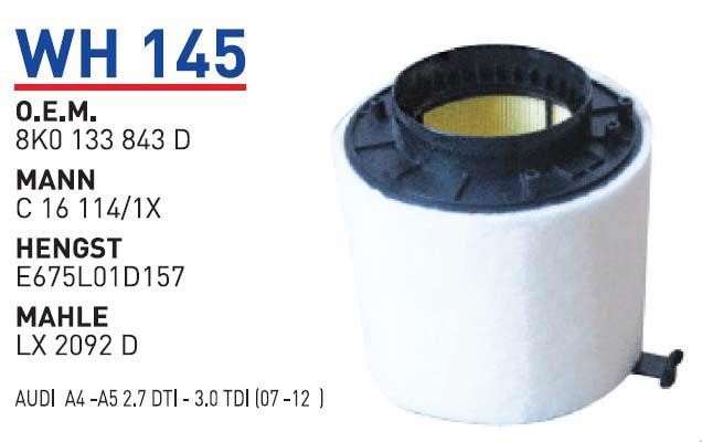 Wunder WH 145 Air filter WH145: Buy near me in Poland at 2407.PL - Good price!