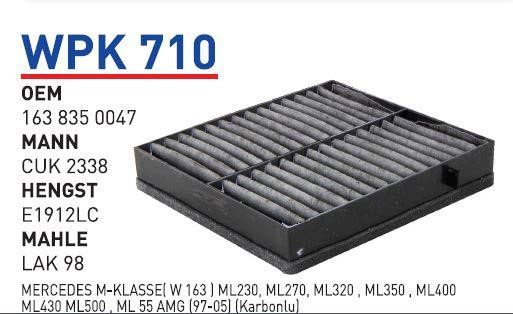 Wunder WPK 710 Filtr kabinowy z węglem aktywnym WPK710: Dobra cena w Polsce na 2407.PL - Kup Teraz!
