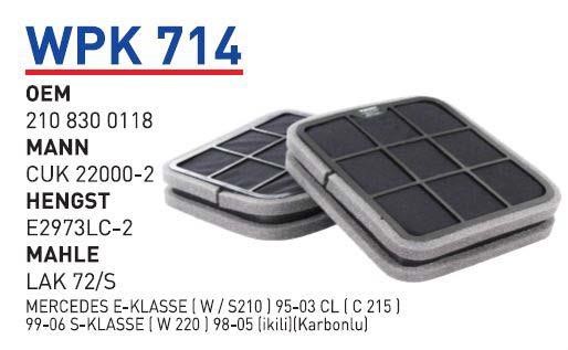 Wunder WPK 714 Filtr kabinowy z węglem aktywnym WPK714: Dobra cena w Polsce na 2407.PL - Kup Teraz!