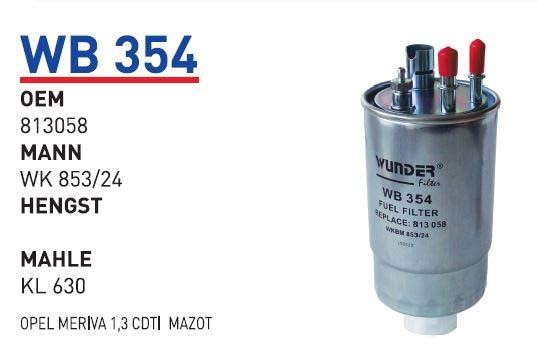 Wunder WB 354 Filtr paliwa WB354: Dobra cena w Polsce na 2407.PL - Kup Teraz!