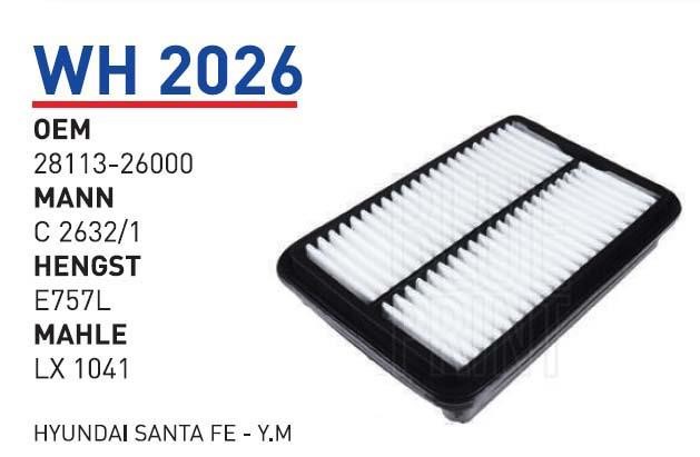 Wunder WH 2026 Air filter WH2026: Buy near me in Poland at 2407.PL - Good price!