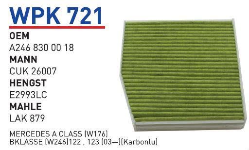 Wunder WPK 721 Filtr kabinowy z węglem aktywnym WPK721: Dobra cena w Polsce na 2407.PL - Kup Teraz!