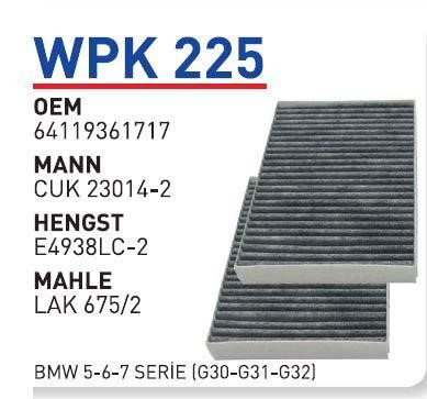 Wunder WPK-225 Фільтр салону з активованим вугіллям WPK225: Приваблива ціна - Купити у Польщі на 2407.PL!