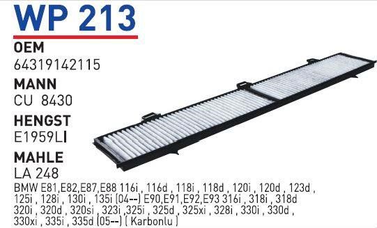 Wunder WP 213 Filter, Innenraumluft WP213: Kaufen Sie zu einem guten Preis in Polen bei 2407.PL!