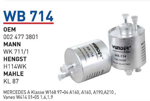 Wunder WB 714 Filtr paliwa WB714: Dobra cena w Polsce na 2407.PL - Kup Teraz!