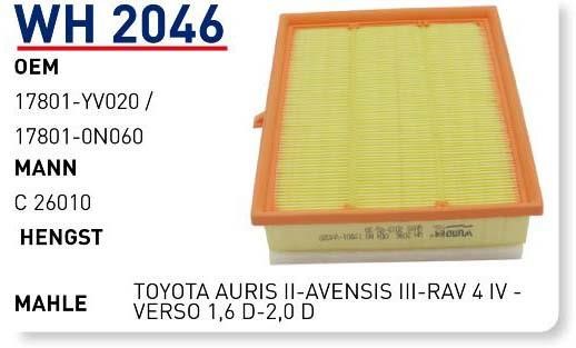 Wunder WH 2046 Air filter WH2046: Buy near me in Poland at 2407.PL - Good price!