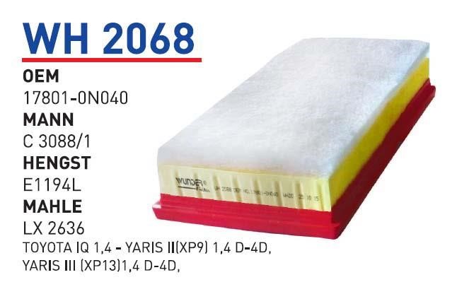 Wunder WH 2068 Воздушный фильтр WH2068: Отличная цена - Купить в Польше на 2407.PL!