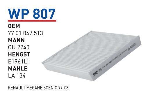 Wunder WP 807 Filter, Innenraumluft WP807: Kaufen Sie zu einem guten Preis in Polen bei 2407.PL!