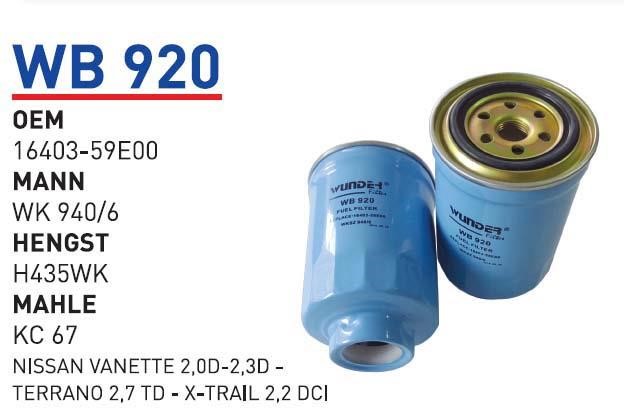 Wunder WB 920 Kraftstofffilter WB920: Kaufen Sie zu einem guten Preis in Polen bei 2407.PL!