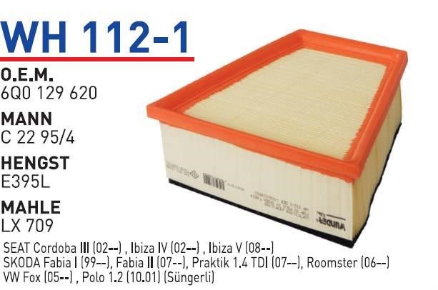 Wunder WH 112/1 Filtr powietrza WH1121: Dobra cena w Polsce na 2407.PL - Kup Teraz!