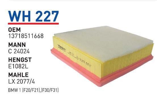 Wunder WH 227 Air filter WH227: Buy near me at 2407.PL in Poland at an Affordable price!
