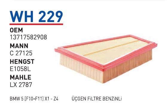 Wunder WH 229 Air filter WH229: Buy near me in Poland at 2407.PL - Good price!