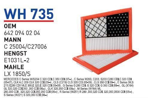 Wunder WH 735 Air filter WH735: Buy near me in Poland at 2407.PL - Good price!