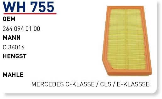 Wunder WH 755 Air filter WH755: Buy near me in Poland at 2407.PL - Good price!