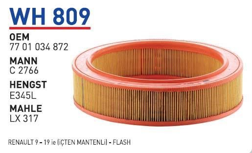 Wunder WH 809 Air filter WH809: Buy near me in Poland at 2407.PL - Good price!