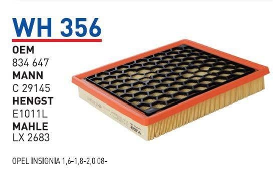 Wunder WH 356 Air filter WH356: Buy near me in Poland at 2407.PL - Good price!