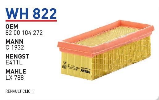 Wunder WH 822 Air filter WH822: Buy near me in Poland at 2407.PL - Good price!