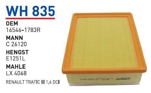 Wunder WH 835 Air filter WH835: Buy near me in Poland at 2407.PL - Good price!
