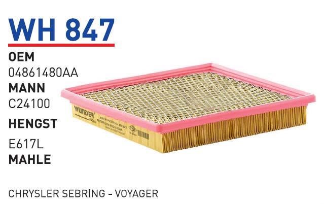 Wunder WH 847 Air filter WH847: Buy near me in Poland at 2407.PL - Good price!