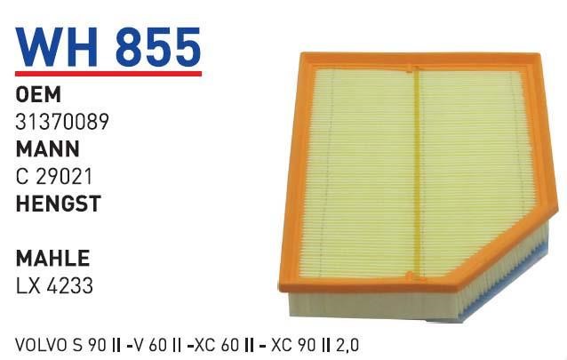 Wunder WH 855 Air filter WH855: Buy near me in Poland at 2407.PL - Good price!