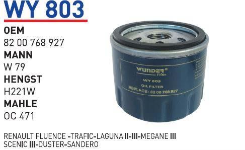 Wunder WY 803 Oil Filter WY803: Buy near me in Poland at 2407.PL - Good price!