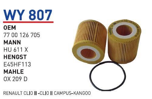 Wunder WY 807 Oil Filter WY807: Buy near me in Poland at 2407.PL - Good price!