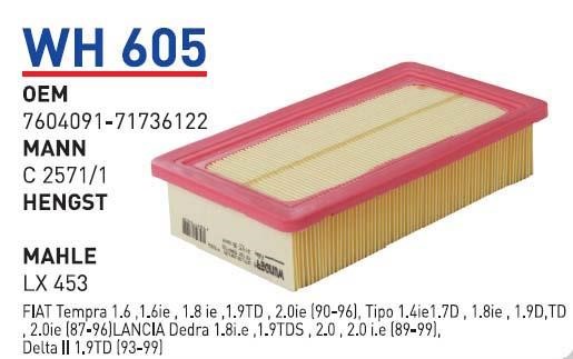 Wunder WH 605 Air filter WH605: Buy near me at 2407.PL in Poland at an Affordable price!