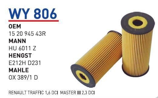 Wunder WY-806 Oil Filter WY806: Buy near me in Poland at 2407.PL - Good price!