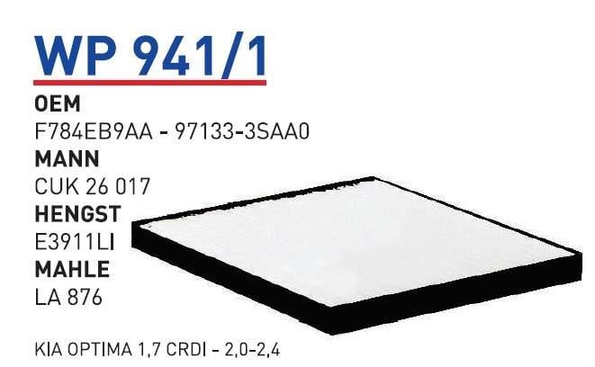 Wunder WP 941/1 Filter, interior air WP9411: Buy near me at 2407.PL in Poland at an Affordable price!
