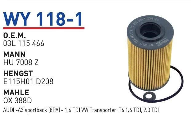 Wunder WY 118/1 Oil Filter WY1181: Buy near me in Poland at 2407.PL - Good price!