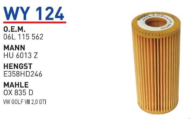 Wunder WY 124 Масляный фильтр WY124: Отличная цена - Купить в Польше на 2407.PL!
