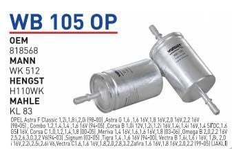 Wunder WB 105 OP Топливный фильтр WB105OP: Отличная цена - Купить в Польше на 2407.PL!
