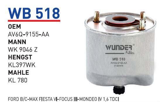 Wunder WB 518 Filtr paliwa WB518: Dobra cena w Polsce na 2407.PL - Kup Teraz!