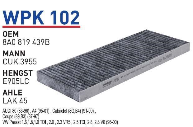 Wunder WPK 102 Activated Carbon Cabin Filter WPK102: Buy near me in Poland at 2407.PL - Good price!
