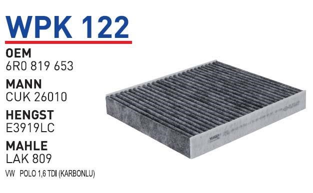 Wunder WPK 122 Фильтр салона с активированным углем WPK122: Отличная цена - Купить в Польше на 2407.PL!