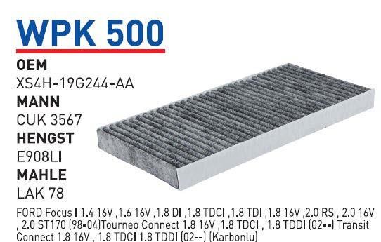 Wunder WPK 500 Activated Carbon Cabin Filter WPK500: Buy near me in Poland at 2407.PL - Good price!