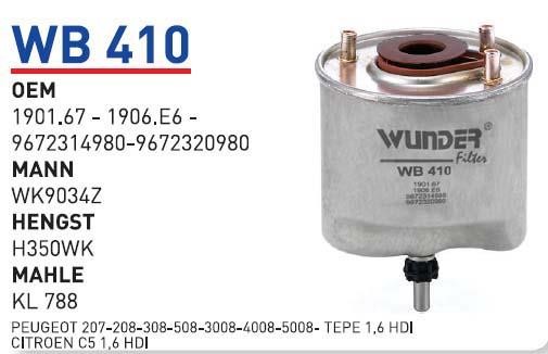 Wunder WB-410 Топливный фильтр WB410: Отличная цена - Купить в Польше на 2407.PL!