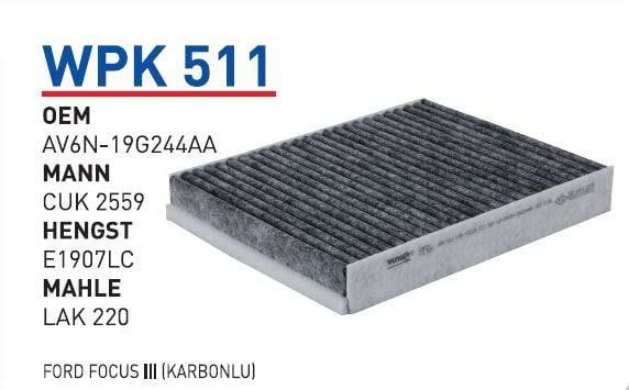 Wunder WPK 511 Фільтр салону з активованим вугіллям WPK511: Купити у Польщі - Добра ціна на 2407.PL!