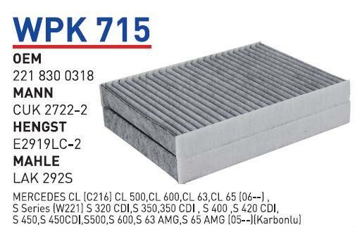 Wunder WPK 715 Activated Carbon Cabin Filter WPK715: Buy near me in Poland at 2407.PL - Good price!