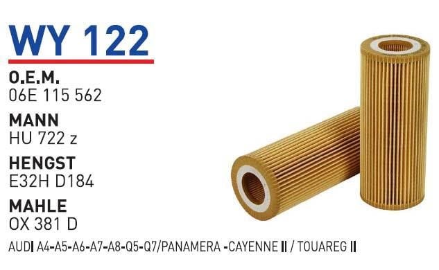 Wunder WY 122 Oil Filter WY122: Buy near me in Poland at 2407.PL - Good price!
