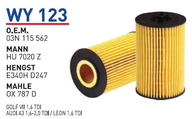 Wunder WY 123 Oil Filter WY123: Buy near me in Poland at 2407.PL - Good price!