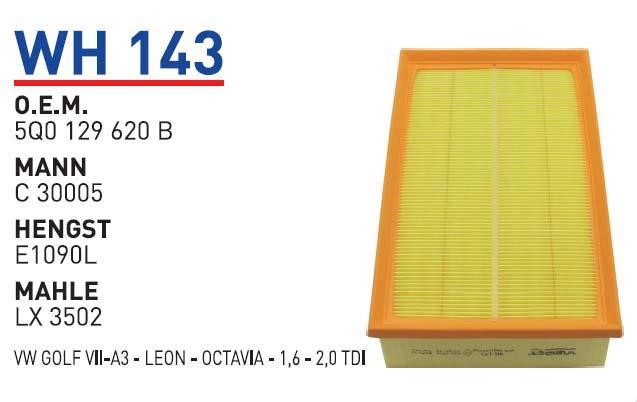 Wunder WH 143 Air filter WH143: Buy near me in Poland at 2407.PL - Good price!
