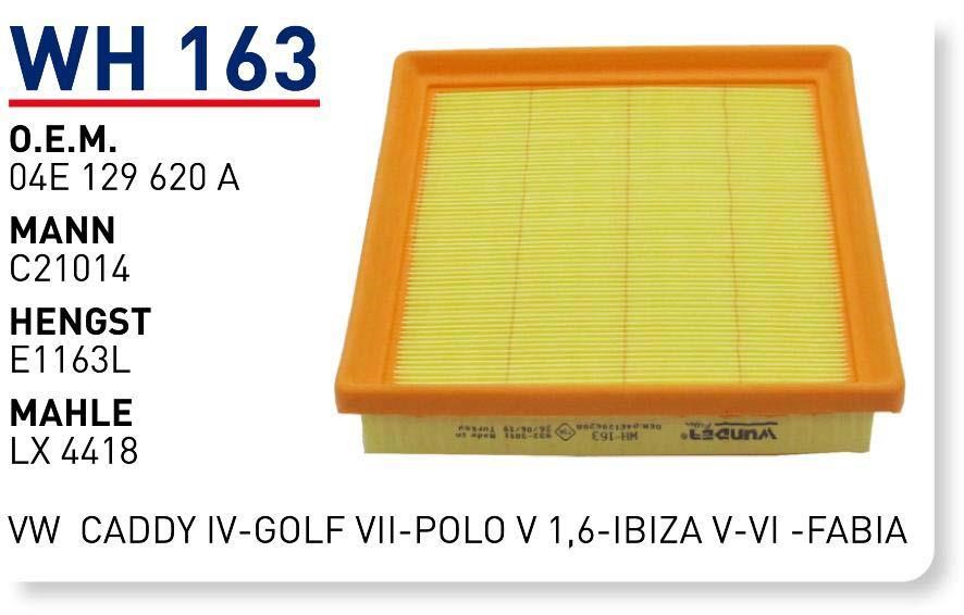 Wunder WH 163 Air filter WH163: Buy near me at 2407.PL in Poland at an Affordable price!