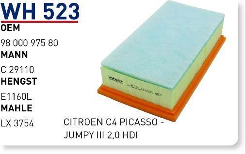 Wunder WH 523 Air filter WH523: Buy near me in Poland at 2407.PL - Good price!