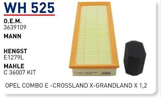 Wunder WH 525 Air filter WH525: Buy near me in Poland at 2407.PL - Good price!