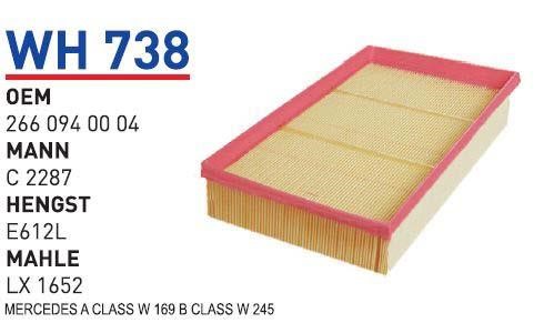 Wunder WH 738 Air filter WH738: Buy near me in Poland at 2407.PL - Good price!