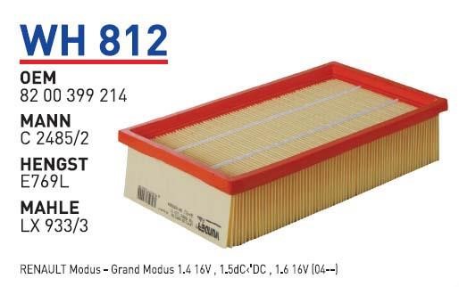 Wunder WH 812 Air filter WH812: Buy near me in Poland at 2407.PL - Good price!