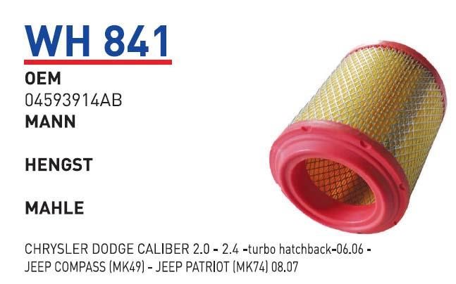 Wunder WH 841 Air filter WH841: Buy near me in Poland at 2407.PL - Good price!