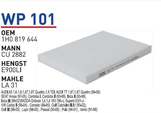 Wunder WP 101 Filter, interior air WP101: Buy near me at 2407.PL in Poland at an Affordable price!